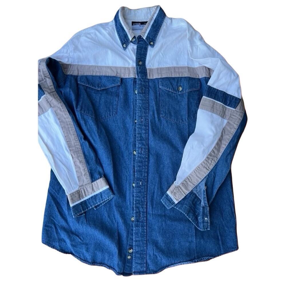 STEER WEST, Western Shirt Long Sleeve, Men's size LT